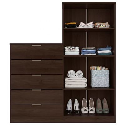 Cômoda Sapateira Bartira Roma com 2 Portas e 5 Gavetas Café