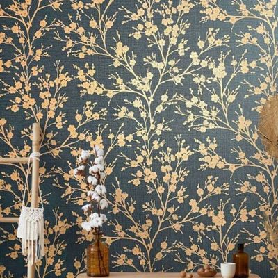 Papel de Parede Ivy Floral Preto 6812-50