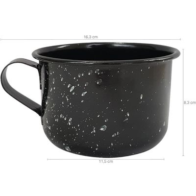 Caneca Esmaltada Grande Leiteira 600ml Caneca Rustico Preta