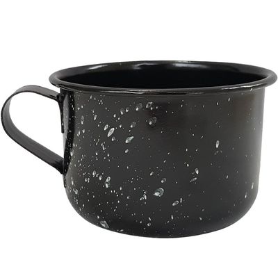 Caneca Esmaltada Grande Leiteira 600ml Caneca Rustico Preta