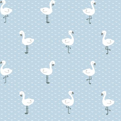 Papel de Parede Fofura Baby Flamingos Fundo Azul FF4020