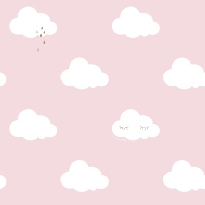 Papel de Parede Fofura Baby Nuvens Fundo Rosa FF4014