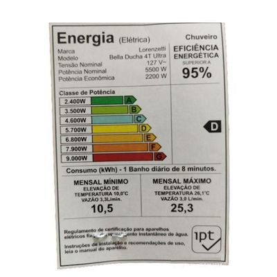 Chuveiro Bella Ducha 4t Ultra Lorenzetti 127v~5500w