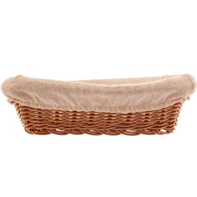 2 Cestos Porta Pão Folhados Plástico Rattan Tecido Lyor 24,5cm Mesa Posta