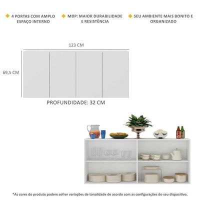 Aparador Buffet 4 Portas Alemanha Br3555 Branco