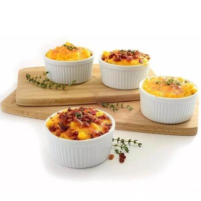 Kit 40 Ramekin Grande 220ml Branco Canelado Potinhos Molho Petisqueira Uno Coza