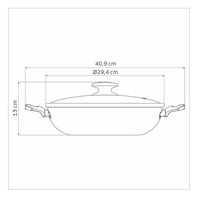 Wok em Alumínio 28cm Tramontina Loreto Antiaderente Panela com Tampa e Alças 3,3L Grafite