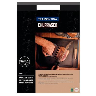 Tábua de Corte Tramontina Proteção Antimicrobiana Churrasco Black 43x30cm Polipropileno Preto