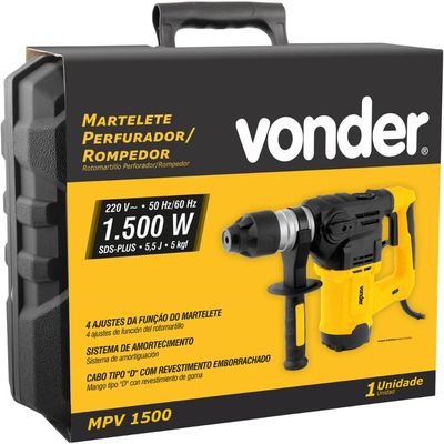 Martelete Perfurador Rompedor 220V 1500W MPV1500 Vonder Encaixe SDS PLUS