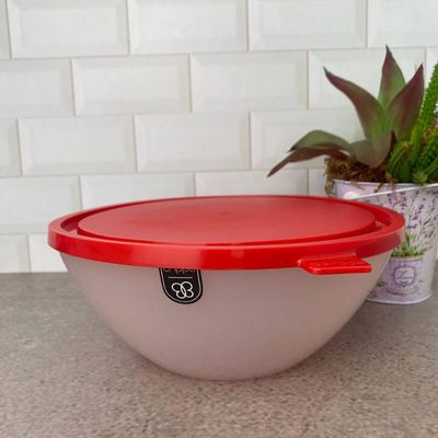Pote com Tampa 2,3L Redondo Crippa Transparente e Vermelho Bacia Alimentos Frutas