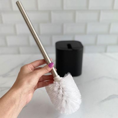 Suporte Escova Sanitária com Tampa para Banheiro Lavabo Polipropileno Dual OU Preto
