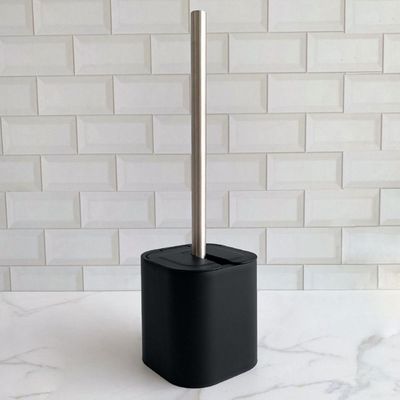 Suporte Escova Sanitária com Tampa para Banheiro Lavabo Polipropileno Dual OU Preto