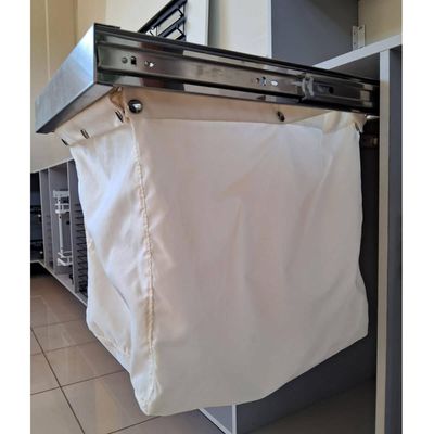 Tulha Aramada Deslizante Cesto de Roupa Suja Aço Inox Piva Fixação Superior com Saco de Tecido