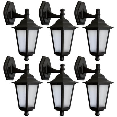 Kit 6 Arandelas Coloniais Externas Luminária de Parede Preta Bivolt 20W Retrô Jardim Dital