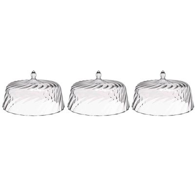 Kit 3 Cúpulas de Plástico 25cm Transparente para Bolos Tortas Doces Pratos Glassy Crippa