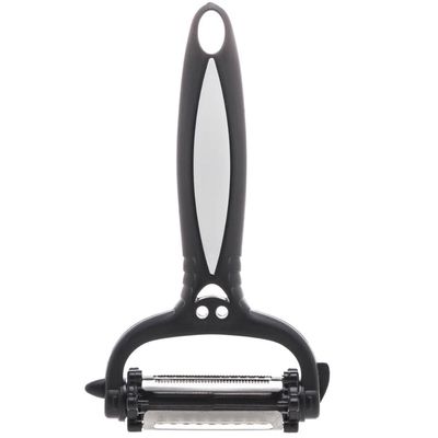 Descascador de Legumes 3 Lâminas Giratórias 15cm Preto Lyor Inox Plástico Manual Multifuncional