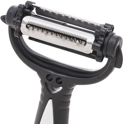 Descascador de Legumes 3 Lâminas Giratórias 15cm Preto Lyor Inox Plástico Manual Multifuncional