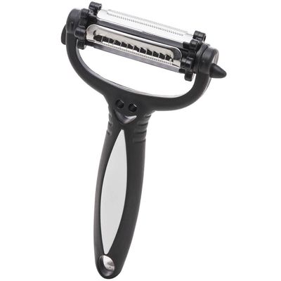 Descascador de Legumes 3 Lâminas Giratórias 15cm Preto Lyor Inox Plástico Manual Multifuncional