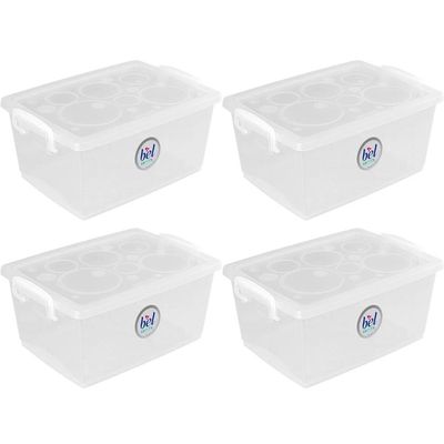 4 Caixas Organizadoras Travas e Alças 4L Bel Ordene para Armário Closet Incolor