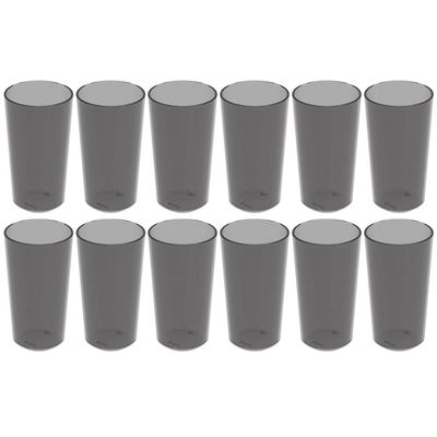 12 Copos Alto 500ml Fumê Plástico Escolar Refeitório Lanche Restaurante Crippa