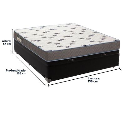 Cama Box Baú Preto E Colchão Light Espuma D33 Casal Ortobom