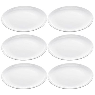 Kit 6 Pratos Brancos Rasos 25cm Melamina Refeição Redondos Lisos Milão Lyor