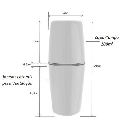 Porta Escova de Dentes e Creme Dental com Tampa para Banheiro OU Branco