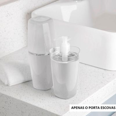 Porta Escova de Dentes e Creme Dental com Tampa para Banheiro OU Branco