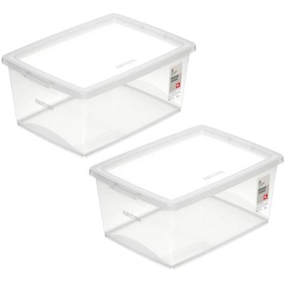 2 Caixas Organizadoras Plástica 15L com Tampa Ordene My Closet Retangular Transparente