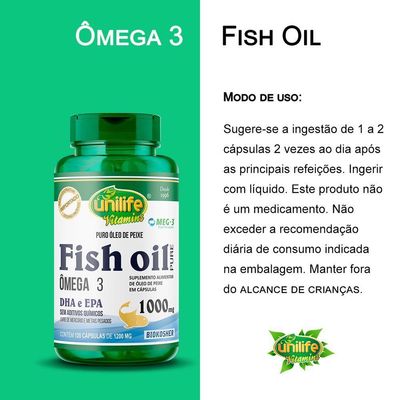 Kit 5 óleo De Peixe Fish Oil Unilife 120 Capsulas 1000mg