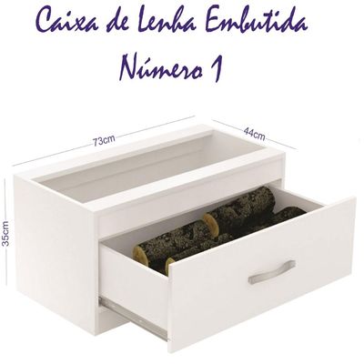 Caixa de Lenha Embutida Branca Fogão N1 Completa Móveis