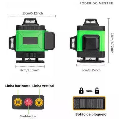 Nivel A Laser 360° 3d 12 Linhas Autonivelante Recarregavel