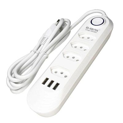 Extensao 4 Tomadas + 3 Usb B-max Filtro De Linha