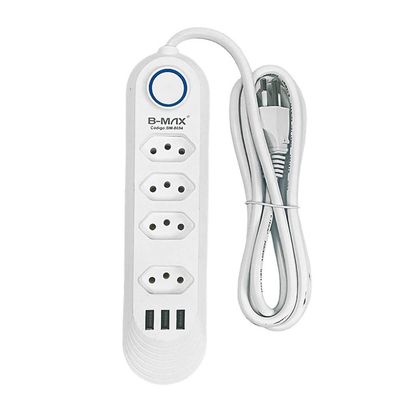 Extensao 4 Tomadas + 3 Usb B-max Filtro De Linha