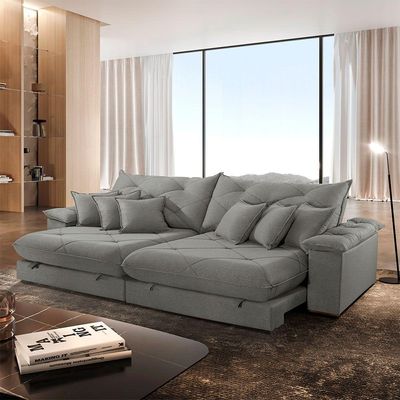 Sofá ágata Linho Dois Módulos De 120cm B25 Meu Sofá Online A230 Linho Cinza