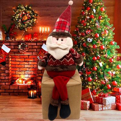 Dupla Bonecos Natalinos Papai Noel Com Pernas Moles De 60cm