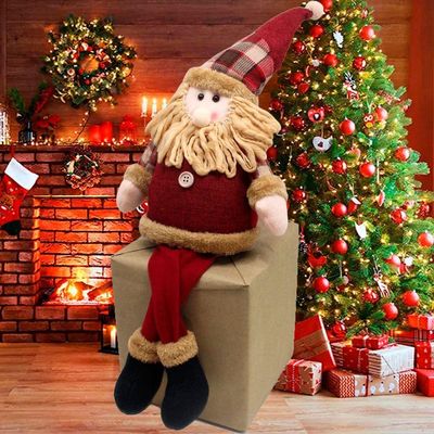 Decoração Boneco Papai Noel Natalino Com Pernas Moles 60cm