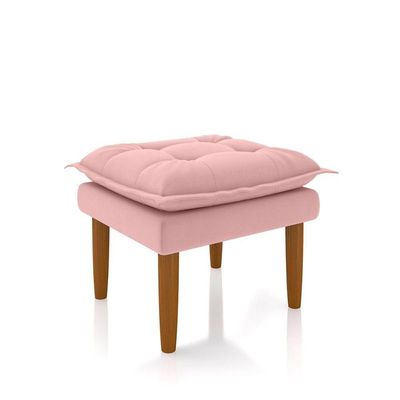 Kit Poltrona E Puff Amamentação Confortável Ternura Suede rosa