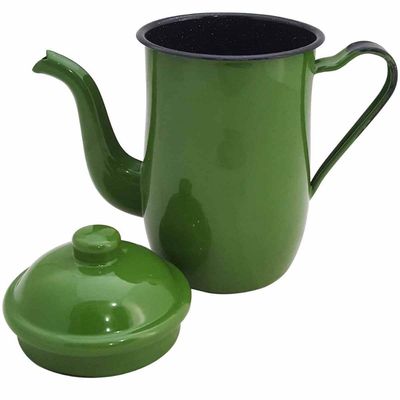 Bule Café Esmaltado 1,25 Litros e 6 Xícaras 70ml Tradicional Verde Botânico