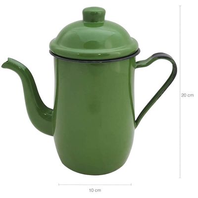Bule Café Esmaltado 1,25 Litros e 6 Xícaras 70ml Tradicional Verde Botânico