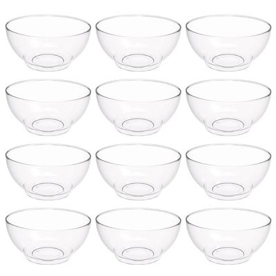 12 Tigelas Saladeiras Grandes Redondas 3,1L Transparente Servir Salada Sobremesa Crippa Travessa