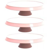 3 Bases Porta Bolos Tortas Doces 34cm com Pé Bubble Crippa Suporte Rosa Himalaia
