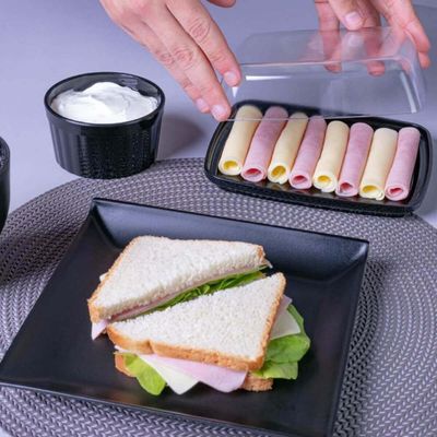 Kit 6 Bandejas Quadradas Preta 20,6cm Prato Cosy Petiscos Sa