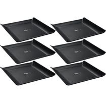 Kit 6 Bandejas Quadradas Preta 20,6cm Prato Cosy Petiscos Sa