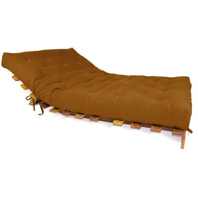 Sofá Cama Casal Futon Tokio Caramelo Madeira Maciça Grapia Cor Natural