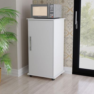 Balcão Aparador Multiuso Vitória Com Rodízios Branco