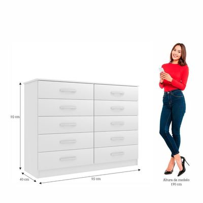 Cômoda 10 Gavetas Premium Marbela Branca