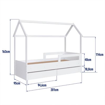 Cama Infantil Montessoriana com Gavetas Branca
