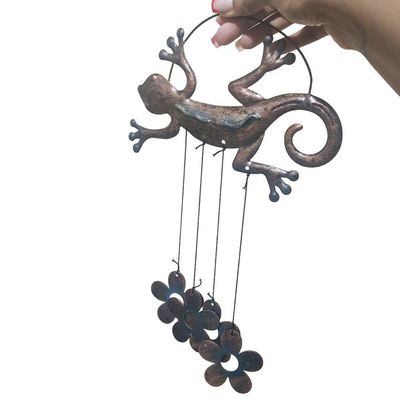 Sino Dos Ventos Lagartixa Flores Kit 2 Unidades Jardim Quintal Varanda Enfeite Ambiente Externo Decoraçao