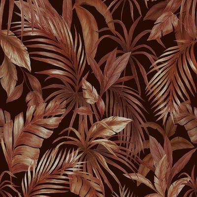 Papel De Parede Botânica Hf Folhagem Laranja 81567